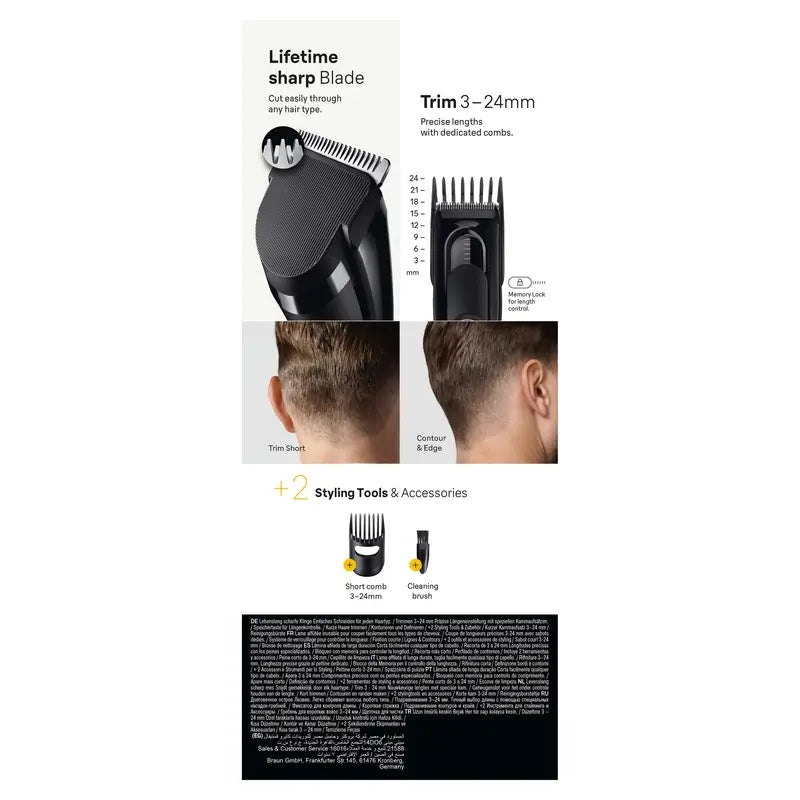 Tondeuse à cheveux Braun Series 5 9 longueurs +2 accessoires