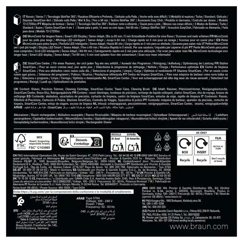 Rasoir Braun Series7 72-C7200Cc Golden