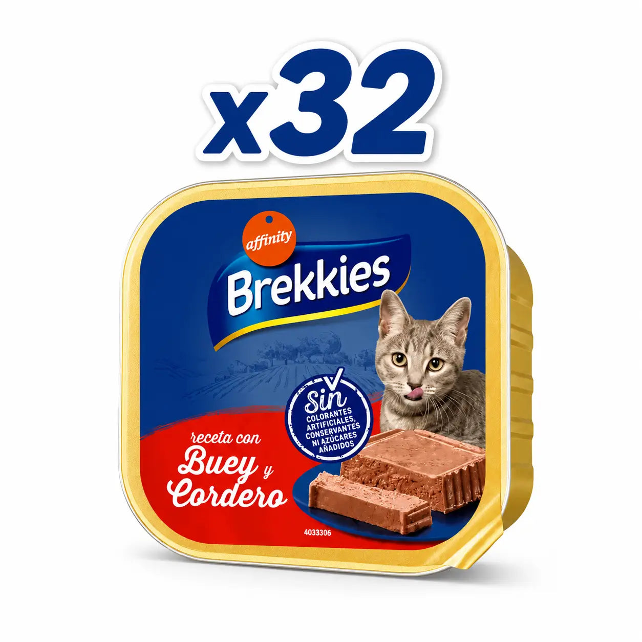 Brekkies, pot « Chat, bœuf et agneau », 100 g, lot de 32