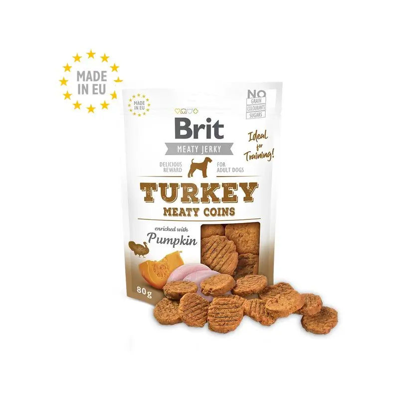 Brit Jerky Snack Meaty Coins Turkey 80Gr pour chiens