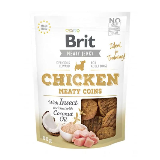 Brit Jerky Snack With Insect Meaty Coins Chicken 80Gr pour chiens
