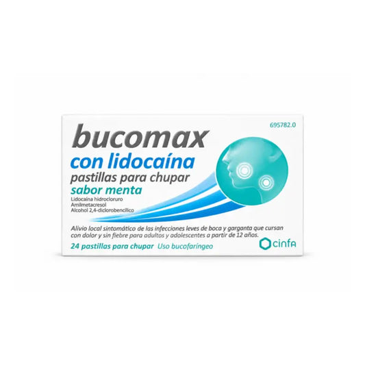 Bucomax Lidocaïne arôme menthe poivrée 24 pastilles