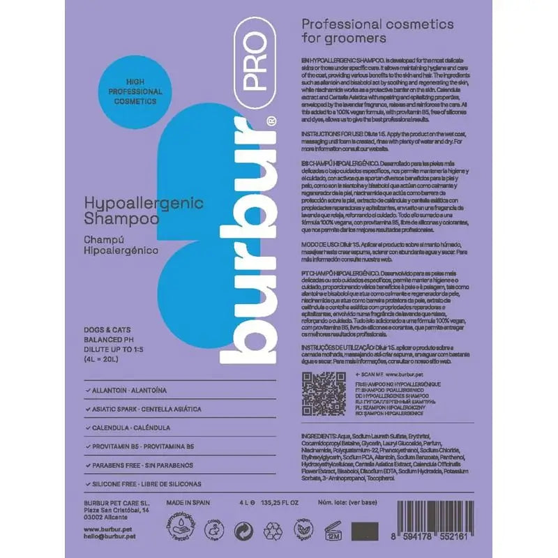 Burbur Pro Shampooing Hypoallergénique 1000Ml