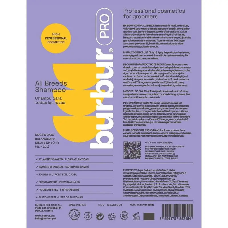Burbur Pro Shampooing Toutes Races 1000Ml