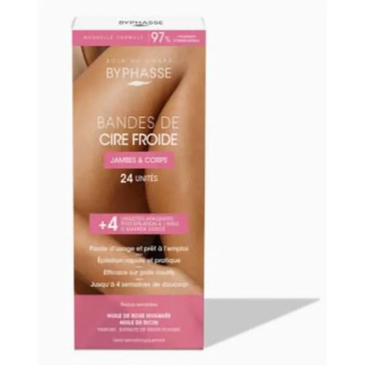 Bandes de cire froide Byphasse (24 bandes + 4 lingettes), 24 pcs.