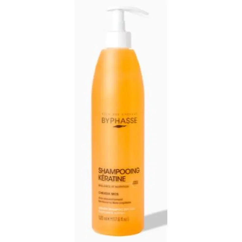 Shampooing à la kératine liquide Byphasse pour cheveux secs, 520 ml