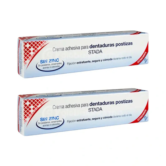 Care+ Crème adhésive pour prothèses dentaires sans zinc, 2 unités