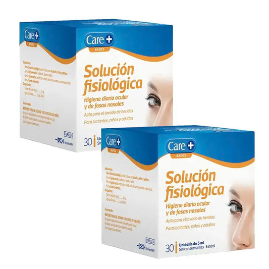 Solution physiologique Care+ 5 ml, paquet de 2 x 30 unités
