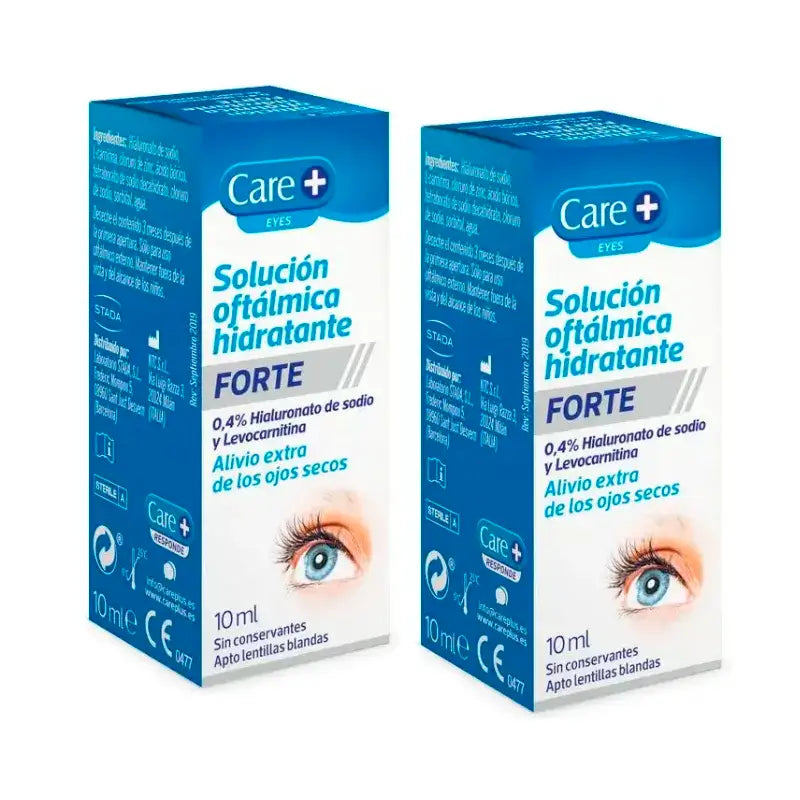 Care+ Solution ophtalmique Forte, paquet de 2 x 10 ml