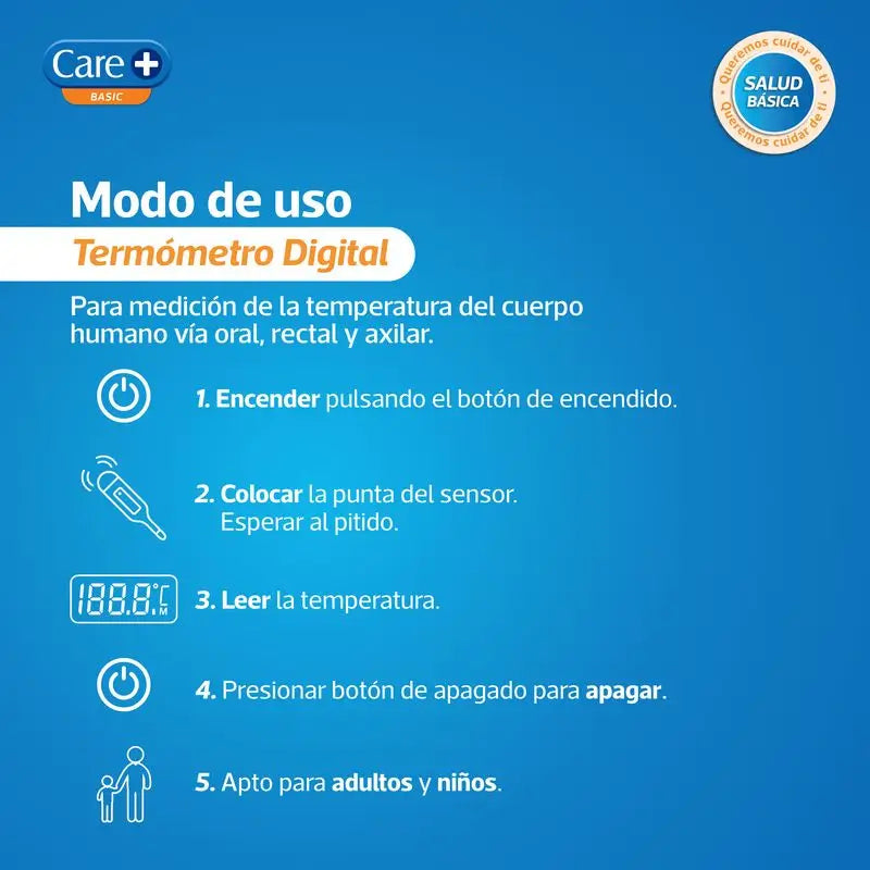 Thermomètre numérique Care+ à embout flexible