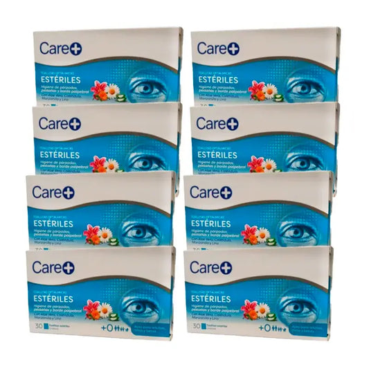 Care+ Lingettes ophtalmiques stériles, paquet de 8 x 30 unités