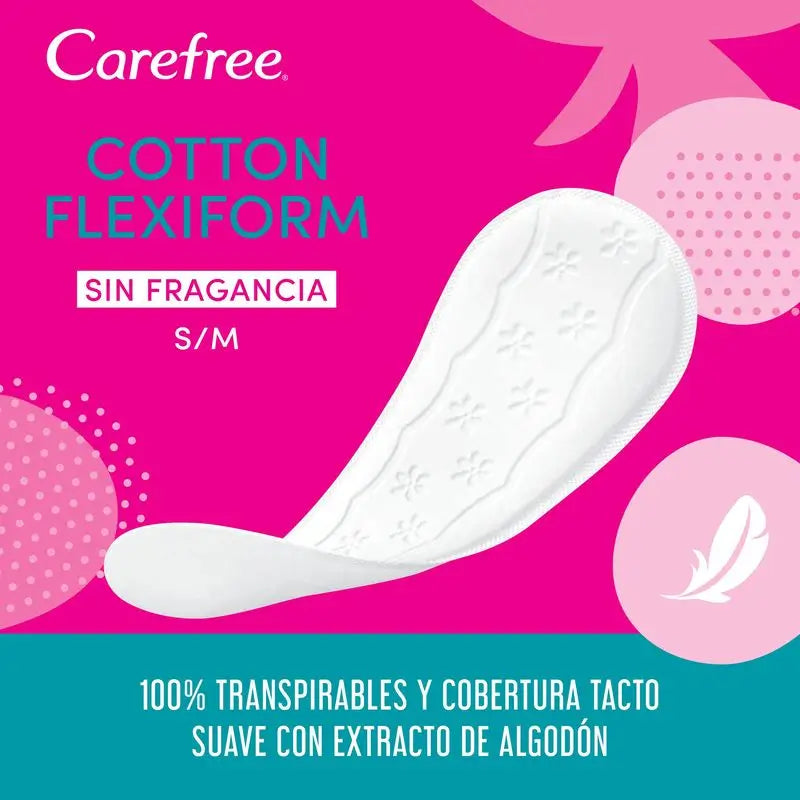 Protège-slips en coton Carefree sans parfum, protège-slips en coton respirant, sensation de fraîcheur et de douceur, 76 pcs.
