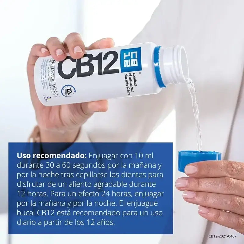 CB12 Bain de bouche à la menthe Bain de bouche contre l'halitose aromatisé à la menthe, 250 ml