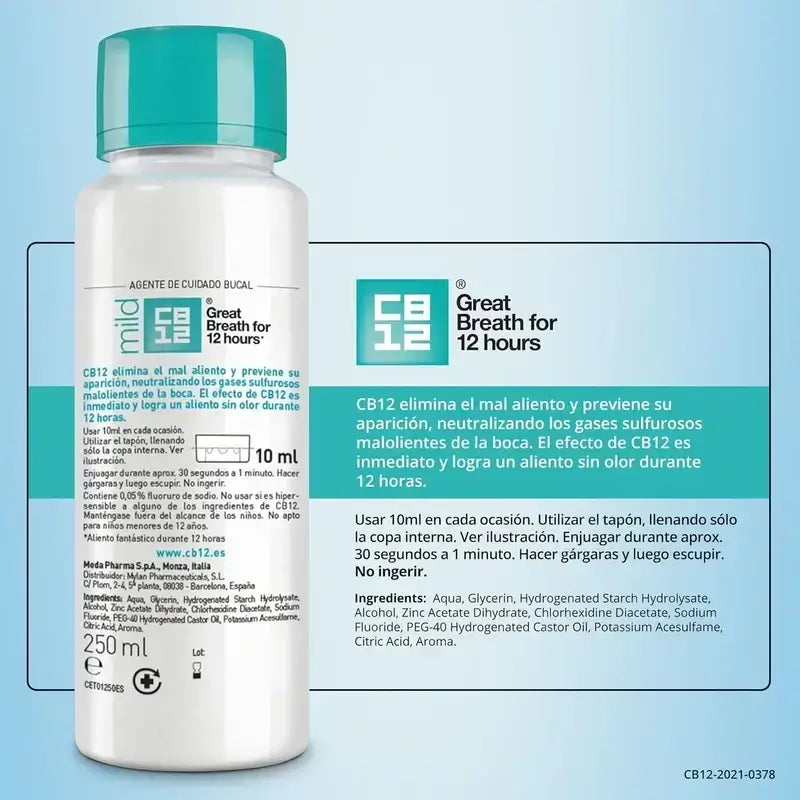 Cb12 Bain de bouche doux Bain de bouche halitose à la menthe douce, 2X250 Ml