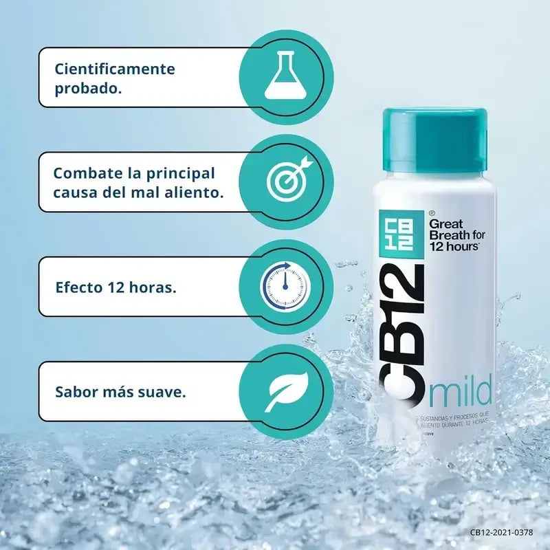 CB12 Rince-bouche contre l'halitose, saveur menthe douce, 250ml