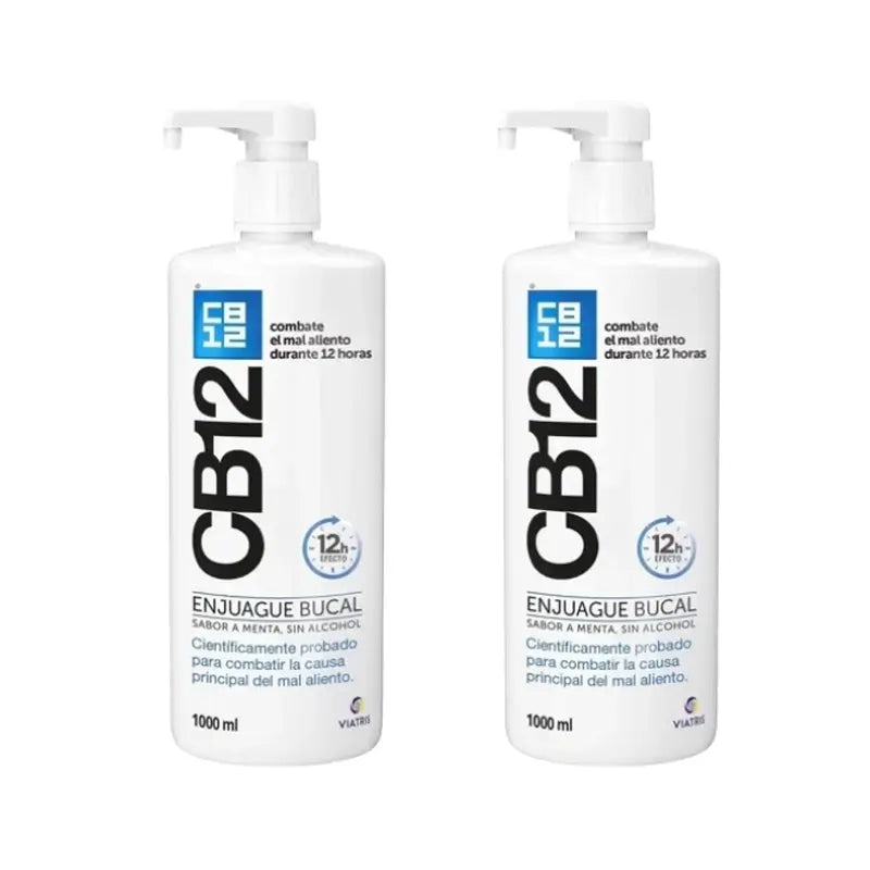 Cb12 Bain de bouche à la menthe Bain de bouche contre l'halitose aromatisé à la menthe, 2X1000 ml