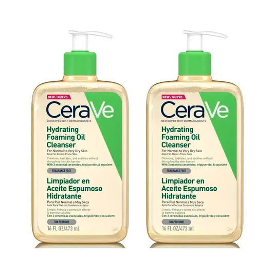 CeraVe Huile nettoyante moussante hydratante, paquet de 2 x 473 ml