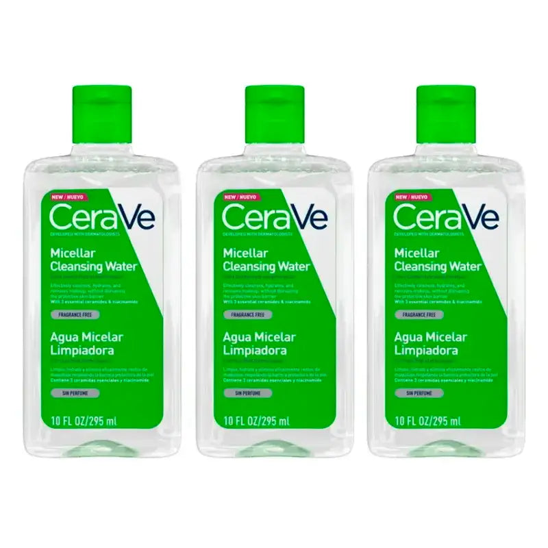 CeraVe Eau nettoyante micellaire, paquet de 3 x 295 ml