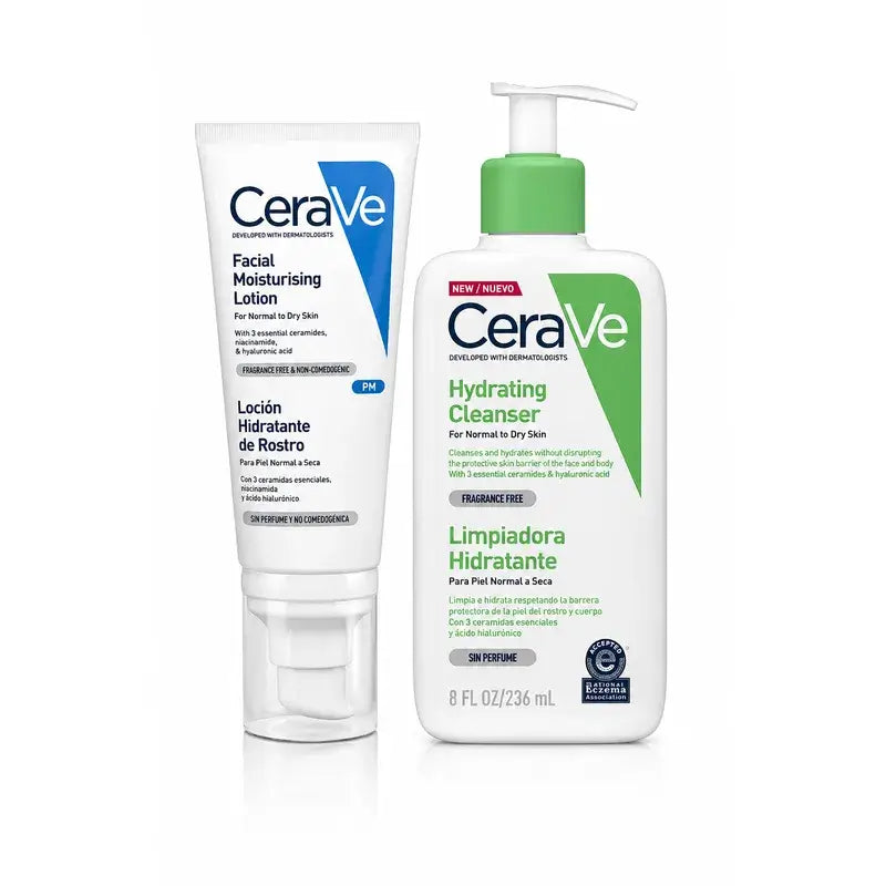 Cerave Gel nettoyant Cerave 236 Ml + Lotion hydratante Cerave pour le visage, 52 Ml