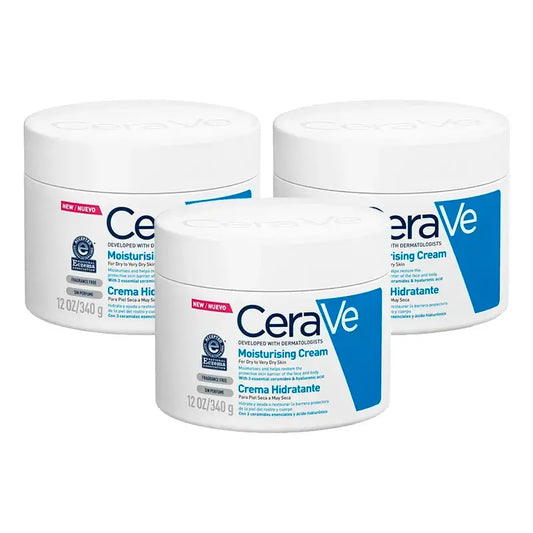 CeraVe Crème hydratante pour peaux sèches, paquet de 3 x 340 g