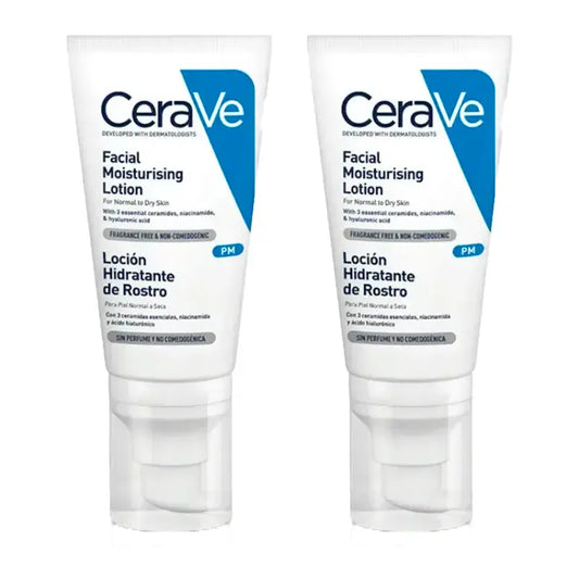 CeraVe Duplo Lotion hydratante pour le visage, 2X52 Ml