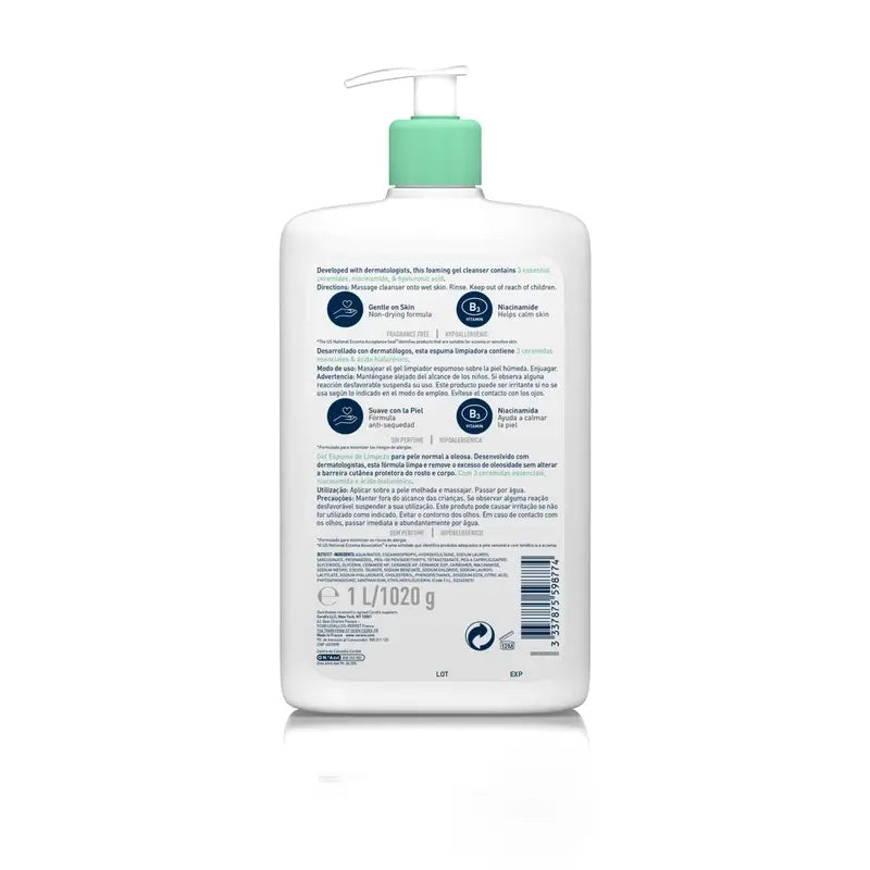 CeraVe Gel nettoyant moussant, 1l