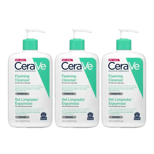 CeraVe Gel nettoyant moussant, paquet de 3 x 473 ml