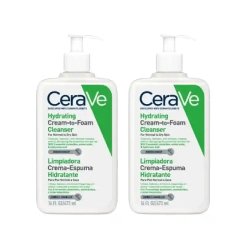 CeraVe Crème nettoyante-mousse hydratante, 2X473 Ml