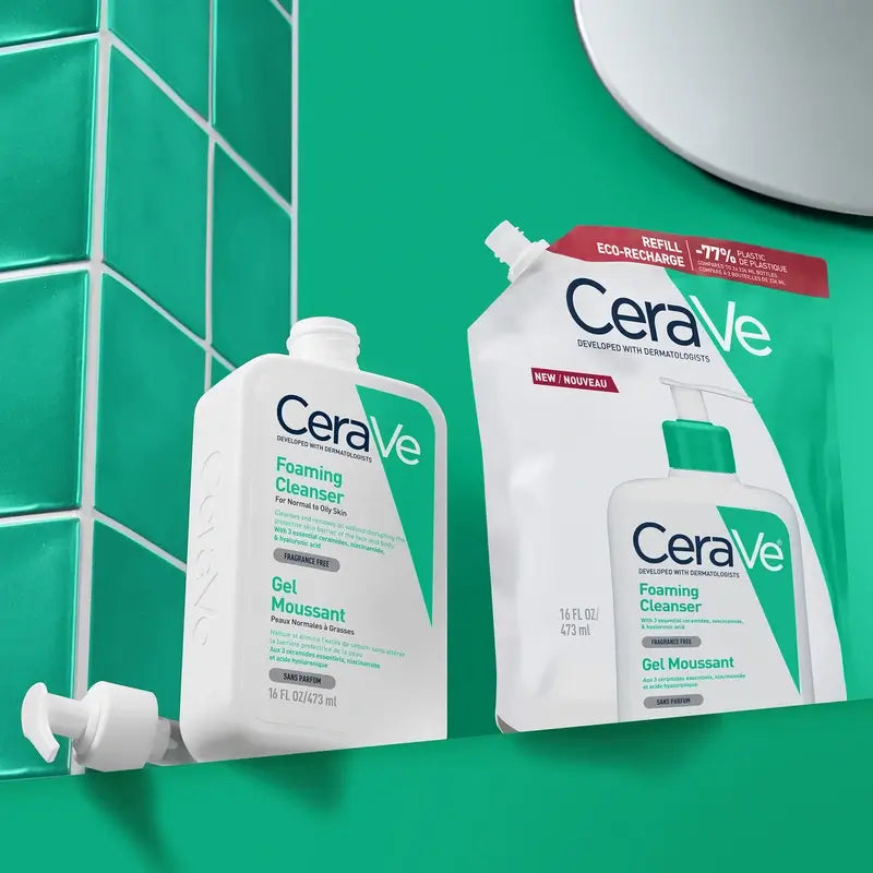 CeraVe Gel nettoyant moussant, recharge, 473 ml