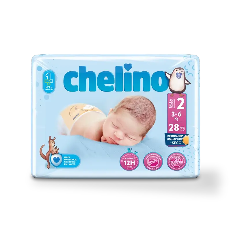 Couche Chelino Taille 2 (3-6 Kg) , 28 unités