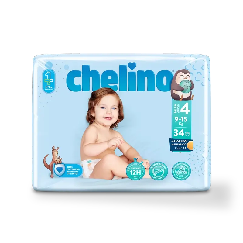 Couche Chelino Taille 4 (9-15 Kg) , 34 unités