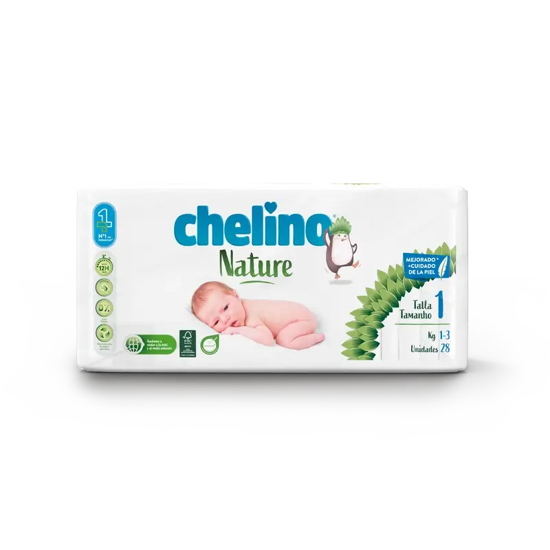 Chelino Nature Nappy Size 1 (1-3 Kg) , 28 unités