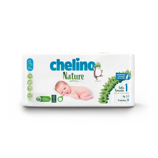 Chelino Nature Nappy Size 1 (1-3 Kg) , 28 unités