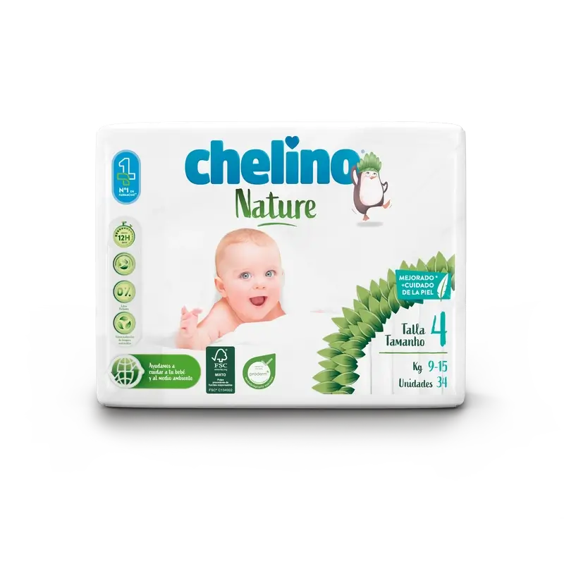 Chelino Nature Nappy Size 4 (9-15 Kg) , 34 unités