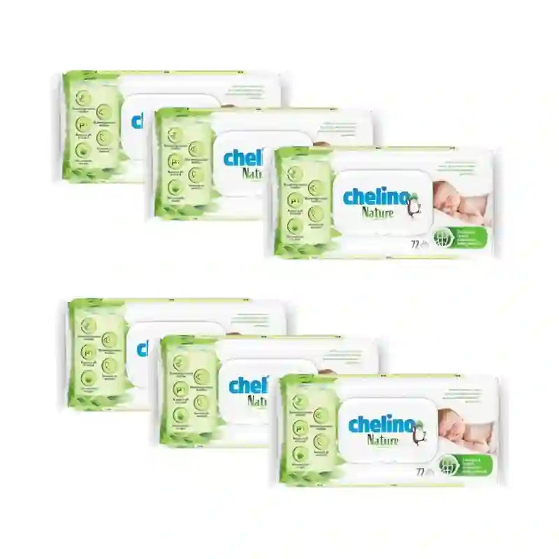 Lingettes pour nourrissons Chelino Nature, 6X72 unités