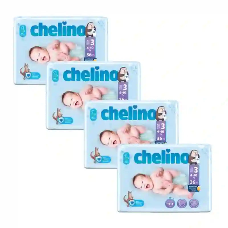 Couche Chelino Taille 3 (4-10 Kg) , 4X36 Unités
