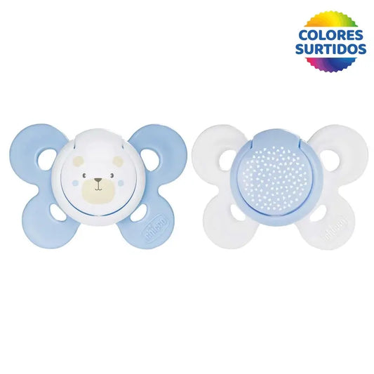Chicco Sucette Physio Comfort Silicone Bleu 2-6M 2 pièces assorties