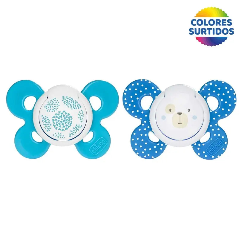 Chicco Sucette Physio Comfort Silicone Bleu 6-16M 2 pièces assorties