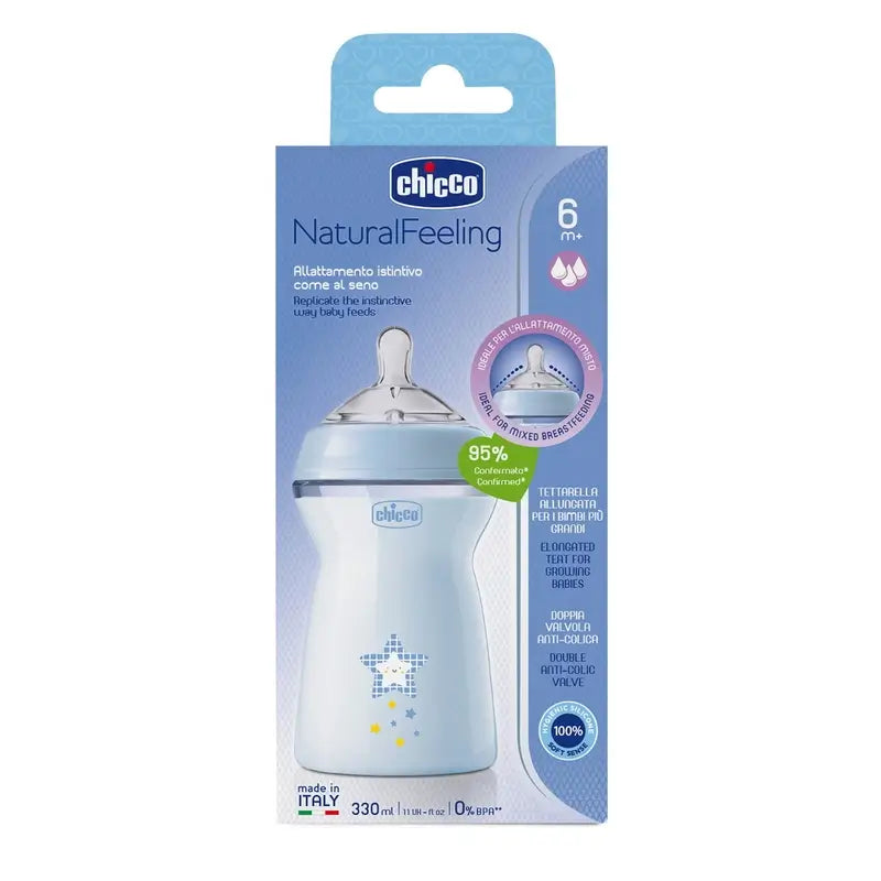Biberon Chicco Naturalfeeling Bleu Rapid Flow 330Ml 6 M+