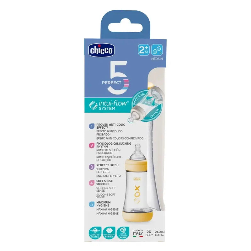 Biberon Chicco Perfect5 Neutre Medium Flush 240 Ml 2M+