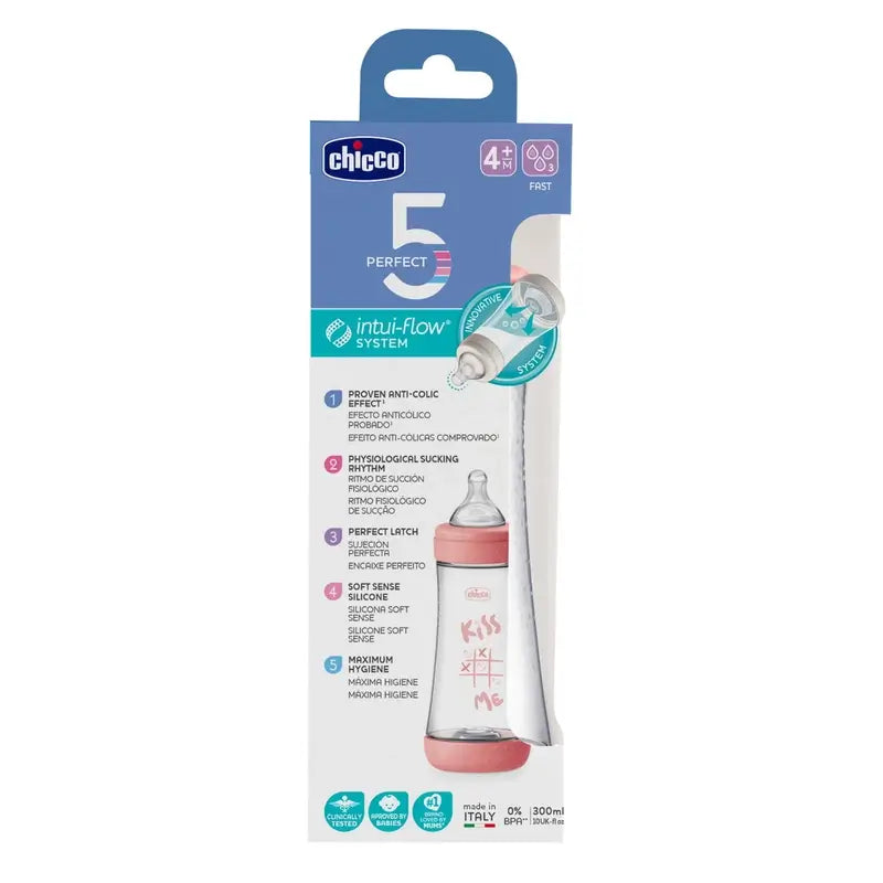 Biberon Chicco Perfect5 Rose Quick Flow 300Ml 4M+