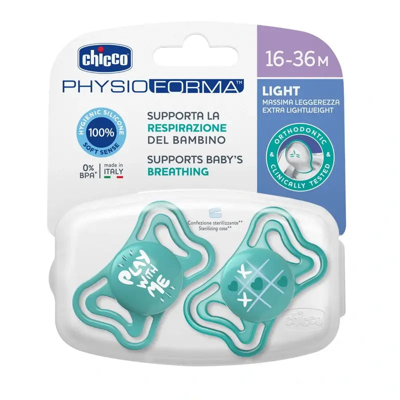 Chicco Sucette Physio Light Silicone Bleu 16-36M 2 Unités
