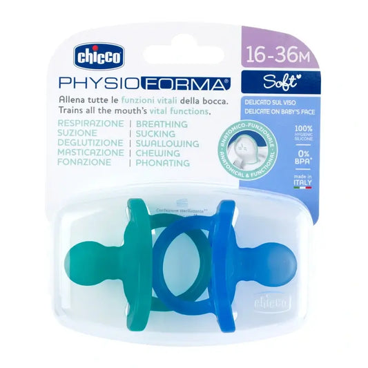 Chicco Physioforma Soft Sucette Bleu 16-36M 2 Unités