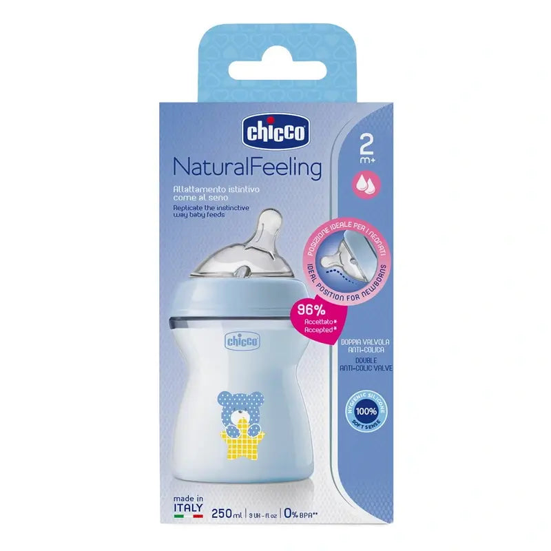 Biberon Chicco Naturalfeeling Blue Medium Flow 250Ml 2M+