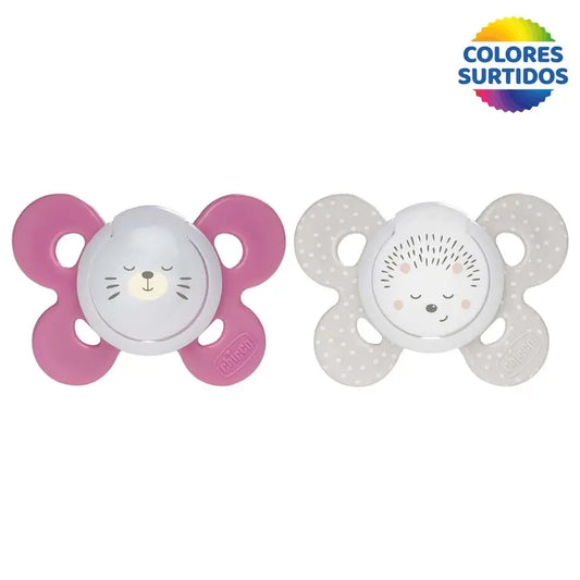 Chicco Sucette Physio Comfort Silicone Rose 16-36M 2 pièces assorties