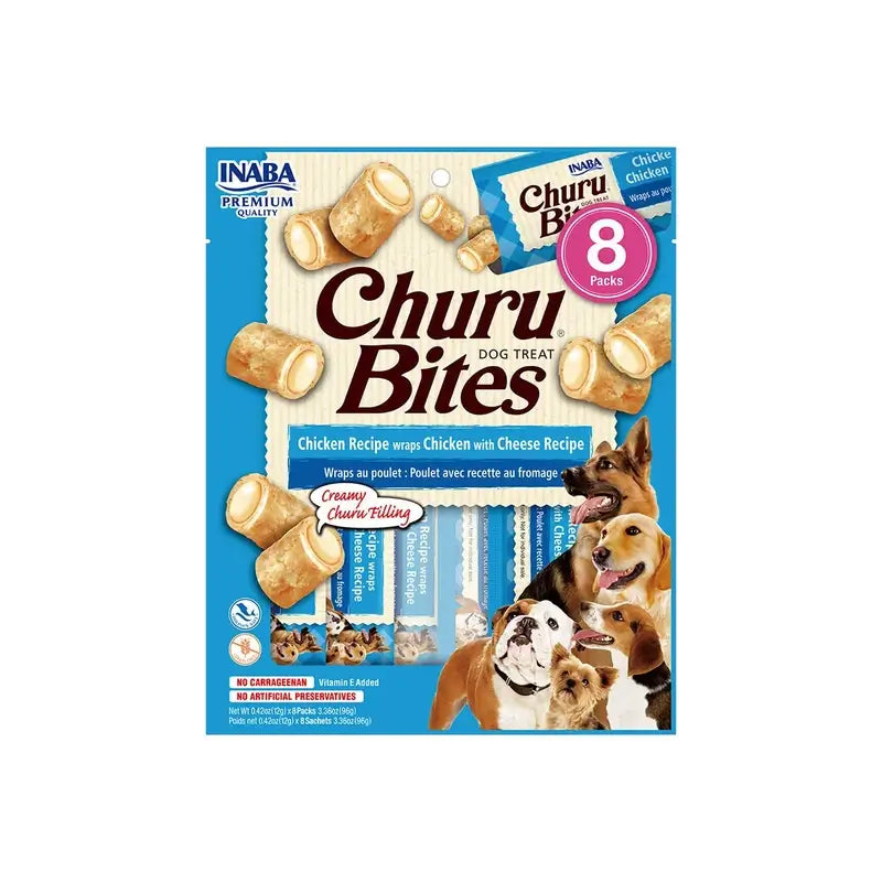 Churu Bites Dog Snacks – Chicken and Cheese Wraps, 8 x 96 g
