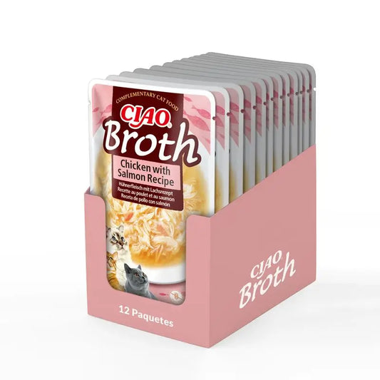 Churu Cat Broth Soupe de poulet au saumon en sachets pour chats, 12 x 40g