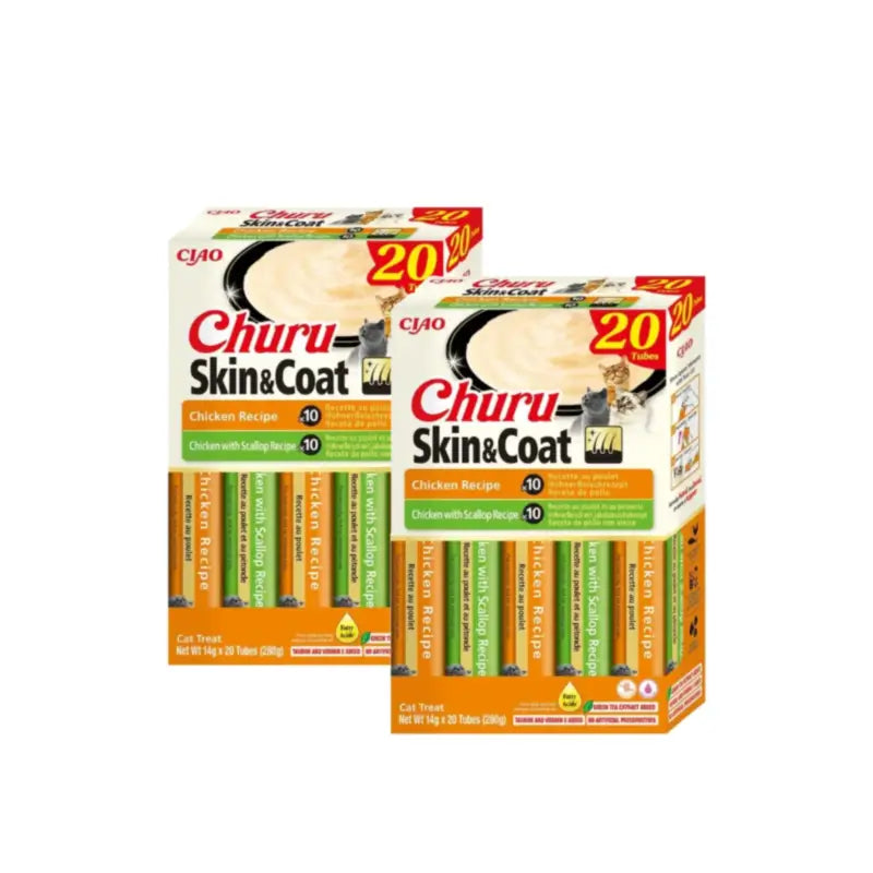 Churu Cat Variétés Skin&Coat au poulet, lot de 2 x 20 unités