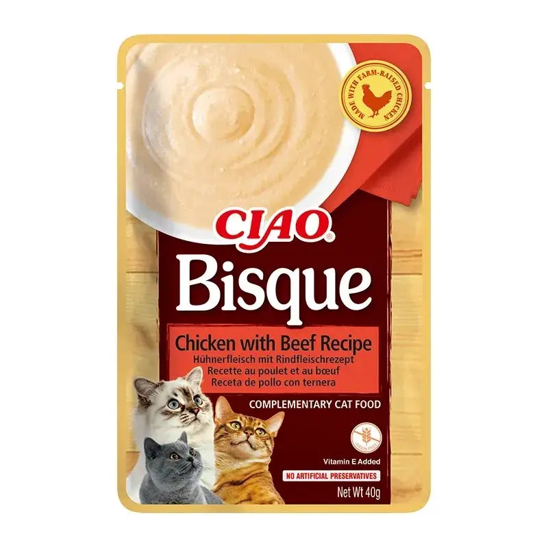 Churu Ciao Bisque Wet Cat Food – Chicken and Veal Recipe, 12 x 40 g
