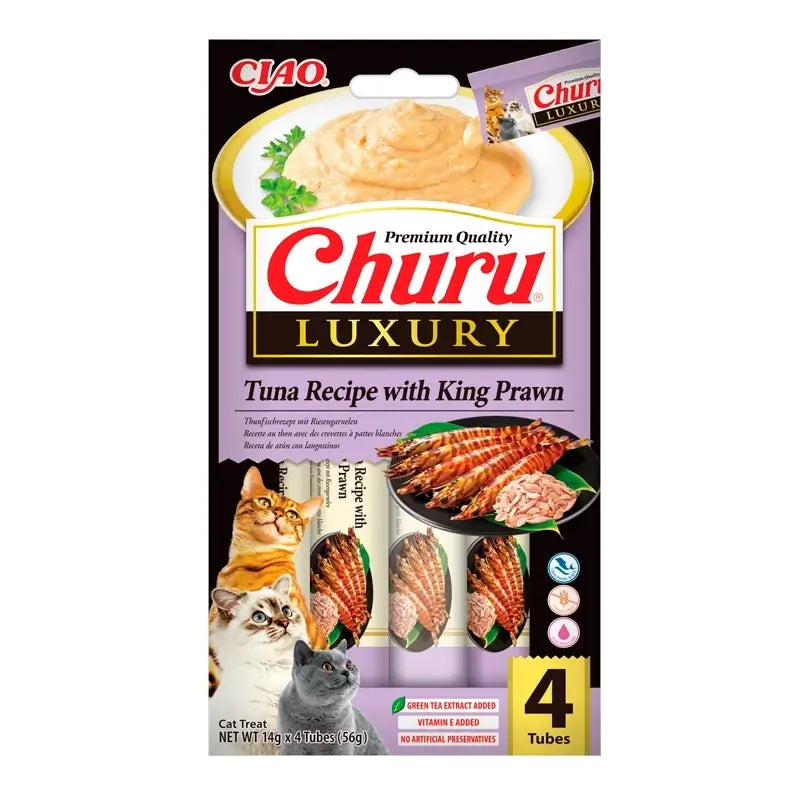 Churu Luxury Creamy Cat Snack – Tuna and Giant Prawn Recipe, 12 x 56 g